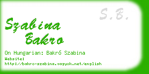 szabina bakro business card